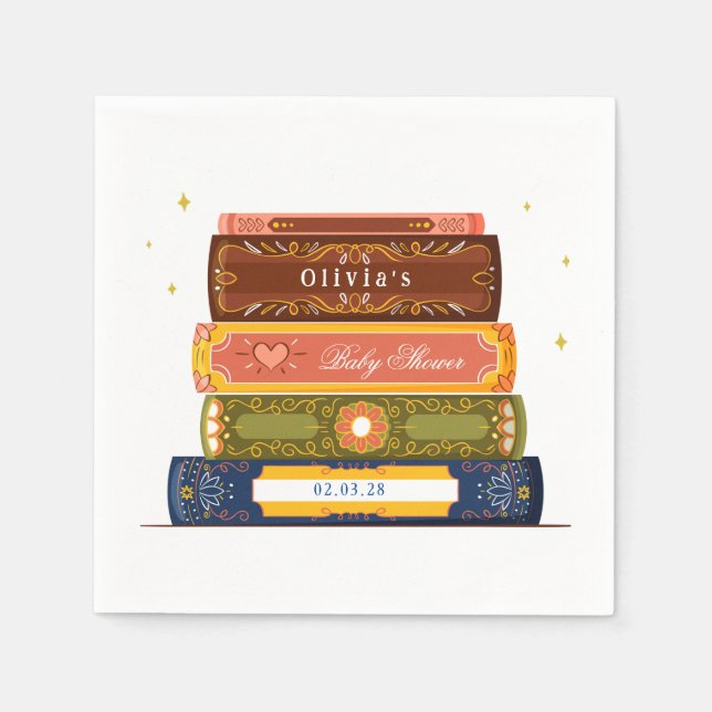 Servilleta De Papel Biblioteca de libros de historias en el siguiente  (Anverso)