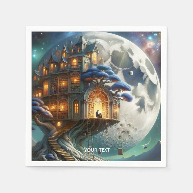 Servilleta De Papel Biblioteca Fantasy Cute Boy Moon (Anverso)