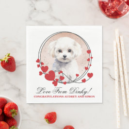Servilleta De Papel Bichon Frise Corazón Rojo de Foto de Perro