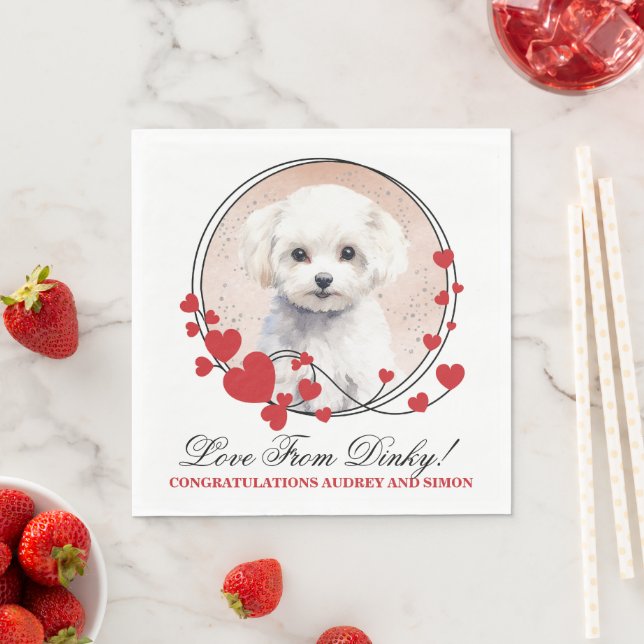Servilleta De Papel Bichon Frise Corazón Rojo de Foto de Perro (In situ)
