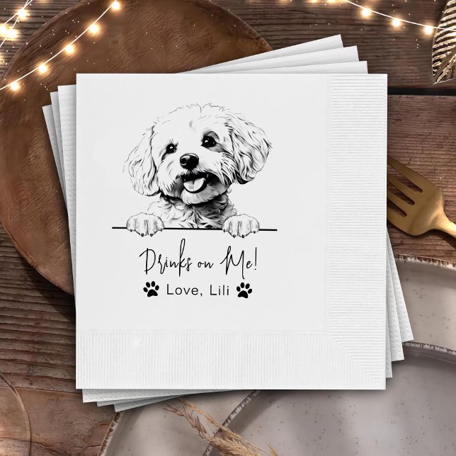 Servilleta De Papel Bichon Frise Dog Bebidas Personalizadas Sobre Mí (Subido por el creador)