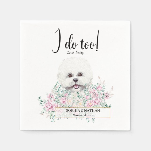 Servilleta De Papel Bichon Frise Dog Boda Cocktail Napkins (Anverso)