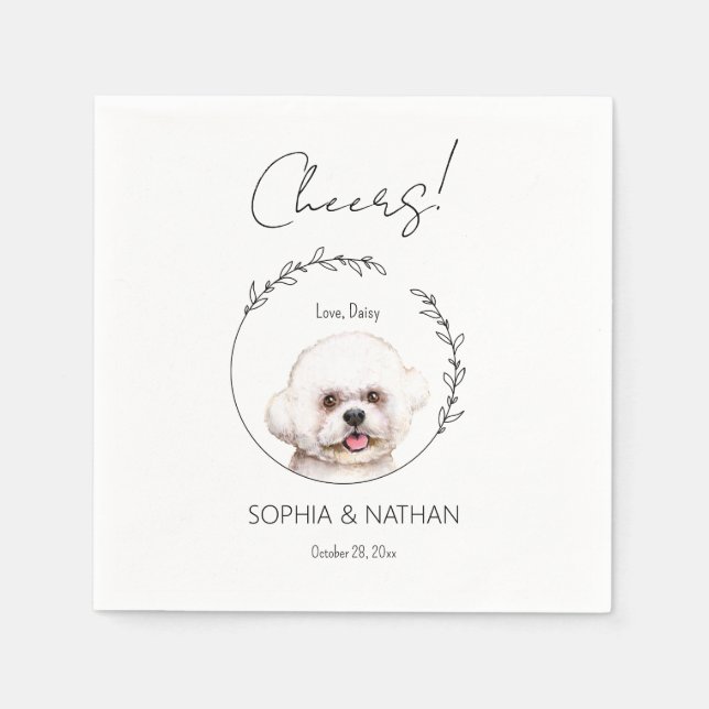 Servilleta De Papel Bichon Frise Dog Boda Cocktail simple (Anverso)