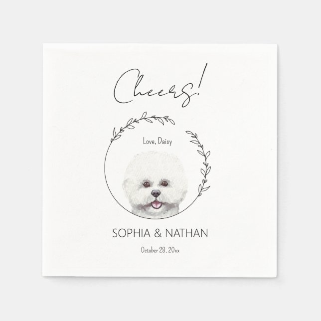 Servilleta De Papel Bichon Frise Dog Boda Cocktail simple (Anverso)