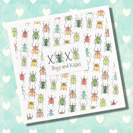 Servilleta De Papel Bichos de amor y besos XOXO Día de San Valentín