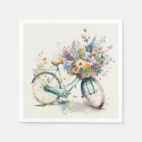 Bicicleta acuarela con cesta de flores