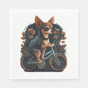 Servilleta De Papel Bicicleta Chihuahua Bicicleta Perro Ciclismo