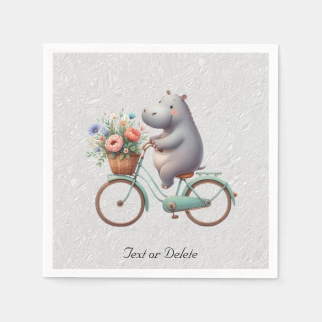 Servilleta De Papel Bicicleta floral Hippo Napkins (Anverso)