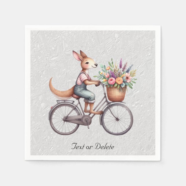 Servilleta De Papel Bicicleta Floral Kangaroo Napkins (Anverso)