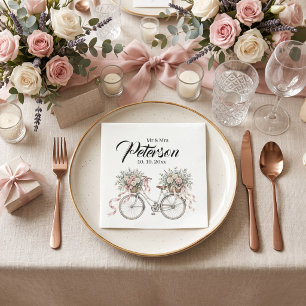 Servilleta De Papel Bicicleta floral vintage acuarela
