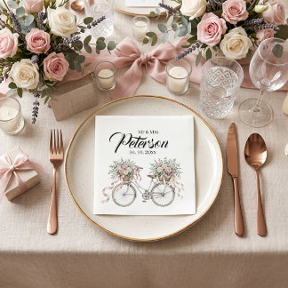 Servilleta De Papel Bicicleta floral vintage acuarela