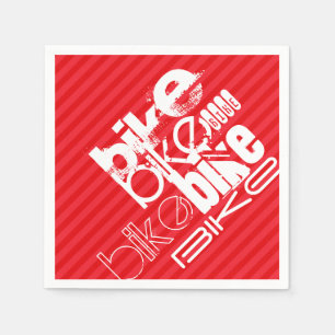 Servilleta De Papel Bicicleta; franjas rojas escarlatas.