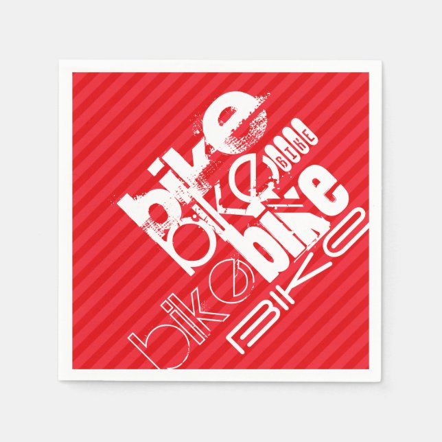 Servilleta De Papel Bicicleta; franjas rojas escarlatas. (Anverso)