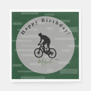 Servilleta De Papel Bicicleta Rider Feliz Papel de CumpleañosNapkin H