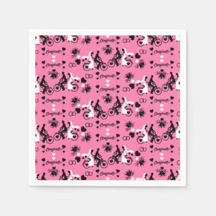 Servilleta De Papel Bicicleta Tandem Boda Romántico Y Compromiso