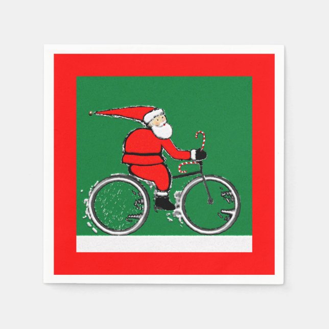 Servilleta De Papel Bicycle Cycling Christmas Holiday (Anverso)