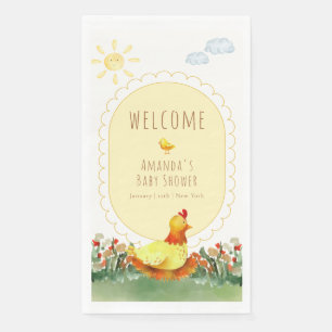 Servilleta De Papel Bienvenida a la fiesta de bebé de pollito con ging