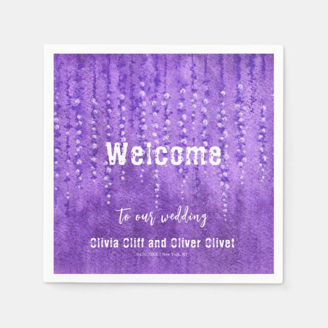 Servilleta De Papel Bienvenida a Lilac Lupines Boda (Anverso)