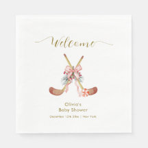 Bienvenida al baby shower de la niña de hockey de 