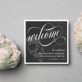 Servilleta De Papel Bienvenida al Boda del Gótico Skull Halloween