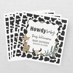 Servilleta De Papel Bienvenida Bebé Verde Marrón Cowboy Baby Shower