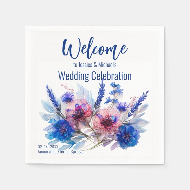 Servilleta De Papel 💍 bienvenida Cornflowers y Lavender (Anverso)