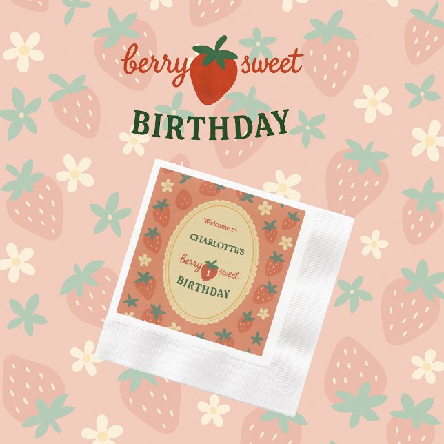 Servilleta De Papel bienvenida de primer cumpleaños de berry dulce (Subido por el creador)