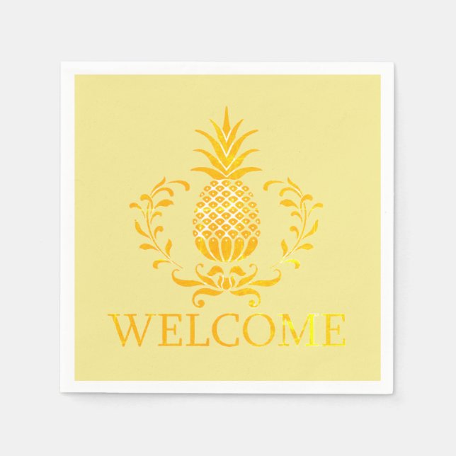 Servilleta De Papel Bienvenida elegante de piña (Anverso)