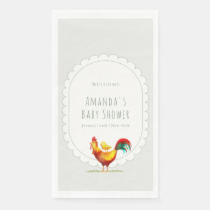 Servilleta De Papel Bienvenida Sage Cottagecore Gallo Pollito Shower d