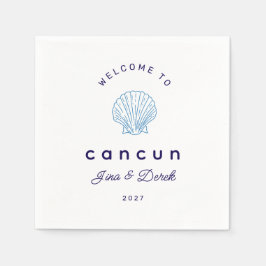 Servilleta De Papel Bienvenido a Boda de Destino Cancun Azul