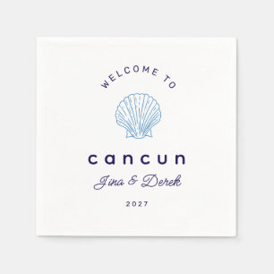 Servilleta De Papel Bienvenido a Boda de Destino Cancun Azul