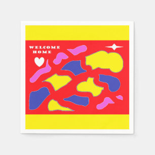 Servilleta De Papel Bienvenido a casa diseñado para ti rojo y amarillo