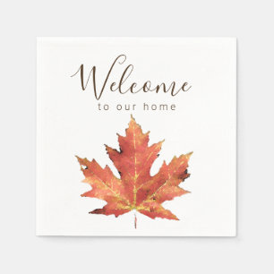 Servilleta De Papel Bienvenido a Nuestra Casa Hoja de Otoño