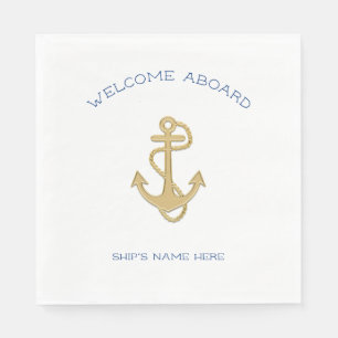 Servilleta De Papel Bienvenido Nautical Gold Anchor a bordo de las ser