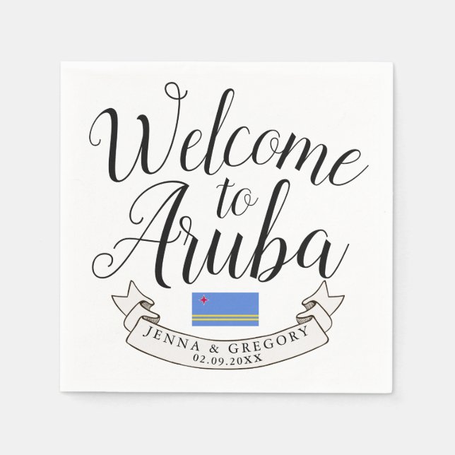 Servilleta De Papel Bienvenidos a Aruba | Personalizado de bodas de de (Anverso)