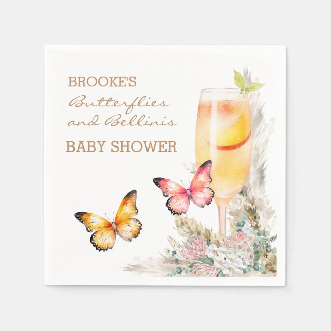 Servilleta De Papel Bienvenidos a Baby Shower Bellini Butterfly (Anverso)