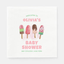 Bienvenidos a Baby Shower con crema de hielo rosa