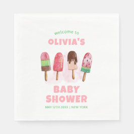 Servilleta De Papel Bienvenidos a Baby Shower con crema de hielo rosa