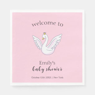 Servilleta De Papel Bienvenidos a Baby Shower de Swan Princesa de colo