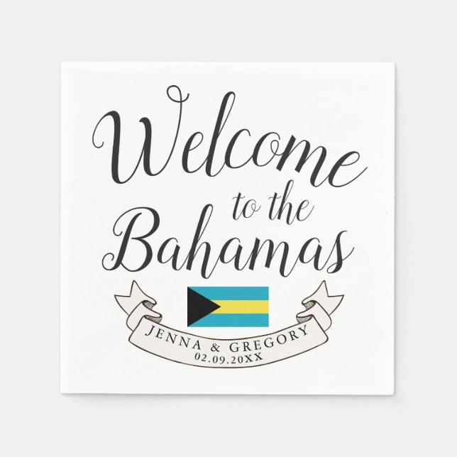 Servilleta De Papel Bienvenidos a Bahamas | Personalizado de bodas de  (Anverso)