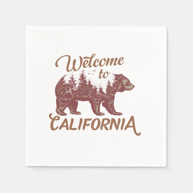 Servilleta De Papel Bienvenidos a California Bear (Anverso)