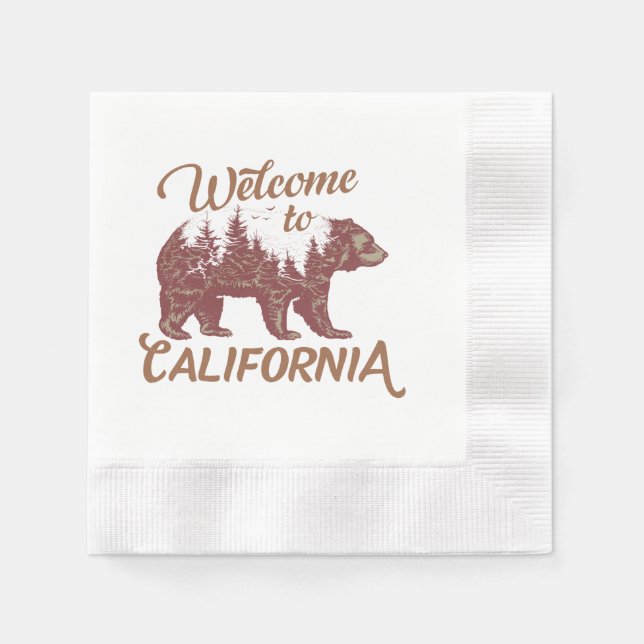 Servilleta De Papel Bienvenidos a California Bear Forest (Anverso)