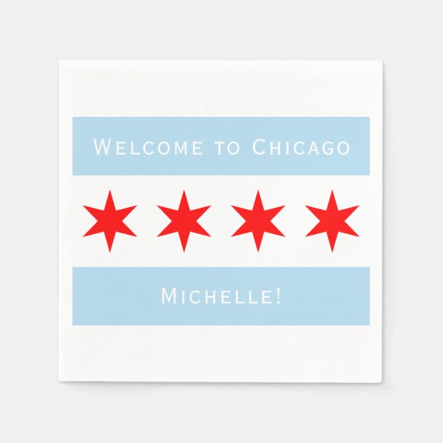 Servilleta De Papel Bienvenidos a Chicago | Bandera de Chicago persona (Anverso)