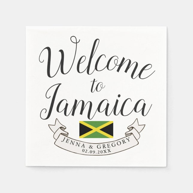 Servilleta De Papel Bienvenidos a Jamaica | Boda de destino única (Anverso)