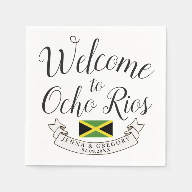 Servilleta De Papel Bienvenidos a Jamaica | Personalizado de bodas de  (Anverso)