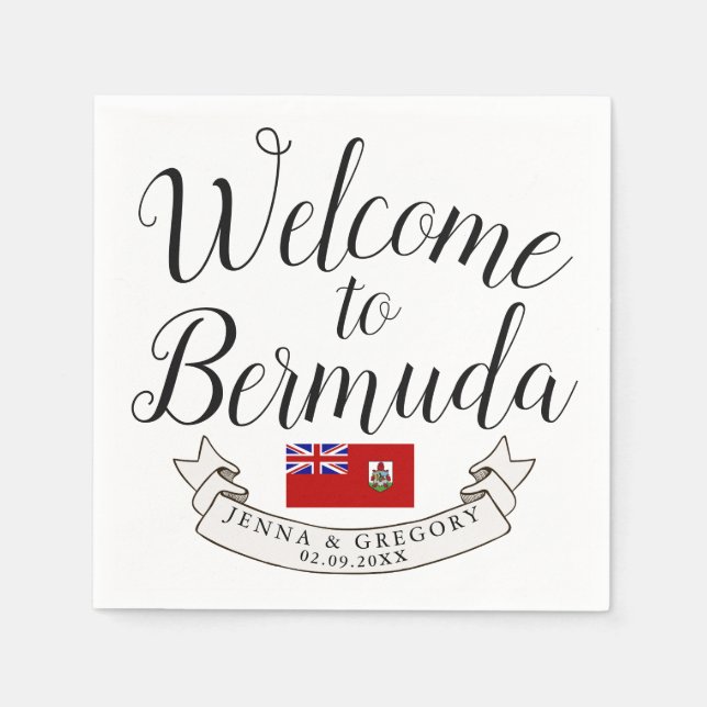 Servilleta De Papel Bienvenidos a las Bermudas | Favor de la boda de d (Anverso)