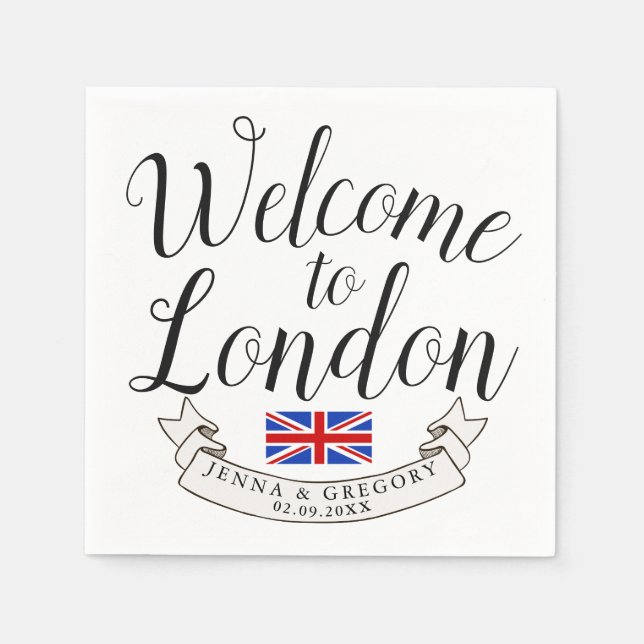 Servilleta De Papel Bienvenidos a Londres | Personalizado de bodas de  (Anverso)