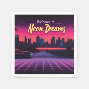 Servilleta De Papel Bienvenidos a Neon Dreams - Retro Wave Cityscape