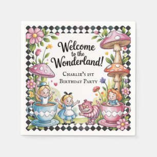 Servilleta De Papel Bienvenidos Al Fiesta De Nacimiento De Wonderland