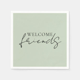 Servilleta De Papel 'Bienvenidos Amigos' Verde Menta Suave Decoración